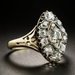 Victorian Navette-Shaped Diamond Cluster Ring