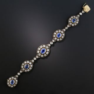 Victorian No-Heat Ceylon and Burma Sapphire and Diamond Bracelet - 3