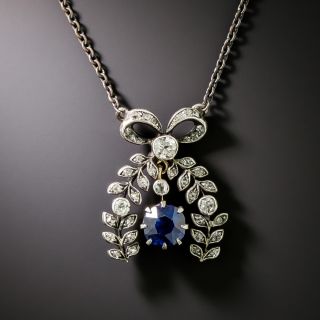 Victorian No-Heat Pailin Sapphire And Diamond Wreath Necklace - 3