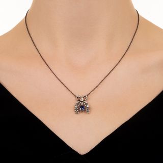 Victorian No-Heat Pailin Sapphire And Diamond Wreath Necklace