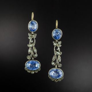 Victorian No-Heat Sapphire and Diamond Earrings - 2