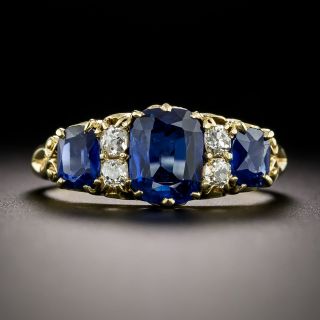 Victorian No-Heat Sapphire and Diamond Ring - GIA - 2