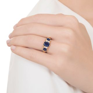 Victorian No-Heat Sapphire and Diamond Ring - GIA
