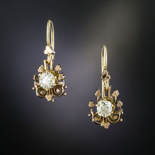 Victorian Old Mine-Cut Diamond Drop Earrings - 2