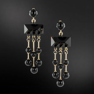 Victorian Onyx Dangle Earrings - 2