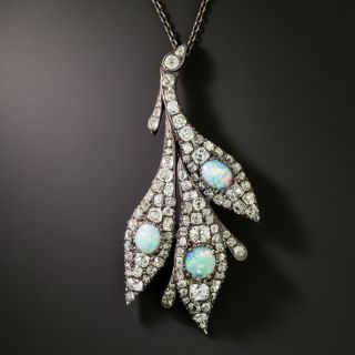 Victorian Opal and Diamond Leaf Pendant - 3