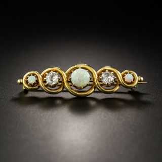 Victorian Opal and Diamond Pin - 2