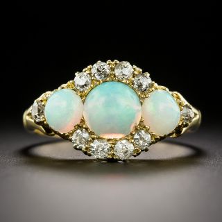 Victorian Opal and Diamond Three-Stone Ring, English 1896 - 4