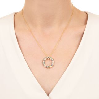 Victorian Opal And Seed Pearl Circle Pendant