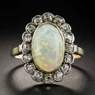 Victorian Opal Cabochon and Diamond Ring - 1