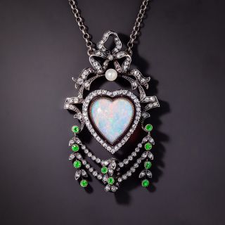 Victorian Opal, Diamond and Demantoid Garnet Necklace - 1