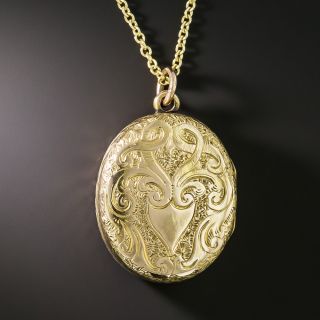 Victorian Oval Engraved 'Book' Locket - 2