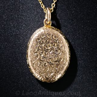 Victorian Oval Gold Locket and Chain