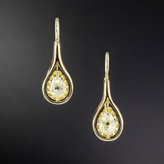 Victorian Pear Diamond Dangle Earrings - 2