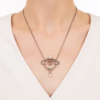 Victorian Pearl and Diamond Pendant