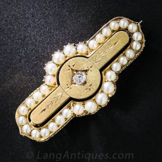 Victorian Pearl and Diamond Pin