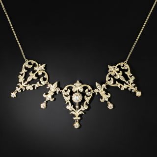 Victorian Pearl And Diamond Swag Necklace - 2