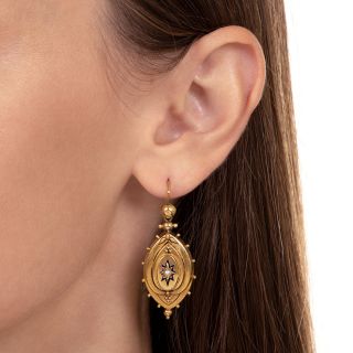 Victorian Pearl and Enamel Drop Earrings 