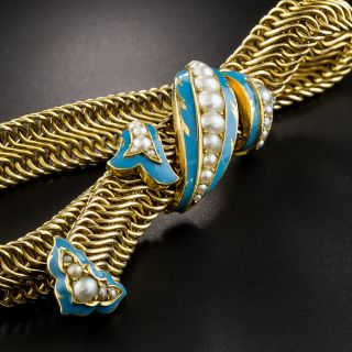 Victorian Pearl and Enamel Slide Bracelet - 2