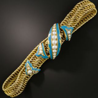 Victorian Pearl and Enamel Slide Bracelet