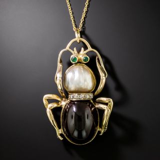Victorian Pearl, Diamond and Garnet Beetle Pendant - 3
