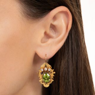 Victorian Peridot And Diamond Earrings