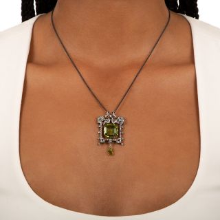 Victorian Peridot and Rose-Cut Diamond Pendant