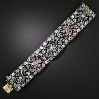 Victorian Pink and Blue Sapphire, and Aquamarine Bracelet - 4