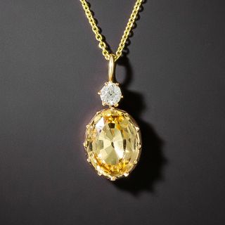 Victorian Precious Topaz and Diamond Drop Pendant - 2