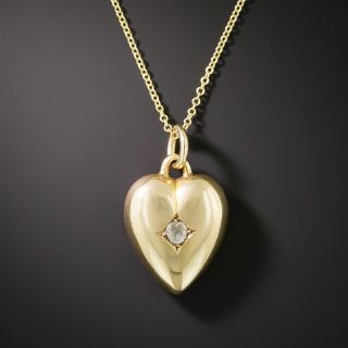 Victorian Puffed Heart with Diamond Pendant - 4