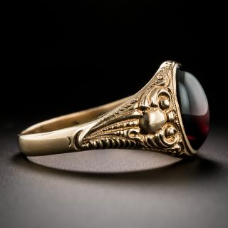 Victorian Repoussé Cabochon Garnet Ring - Size 11 3/4