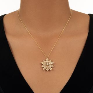 Victorian Retrospective Pearl and Diamond Flower Pendant