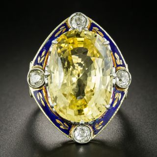Victorian Revival 27.52 Carat No-Heat Yellow Sapphire Ring - GIA - 2