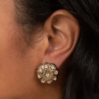 Victorian Revival Diamond and Enamel Earrings