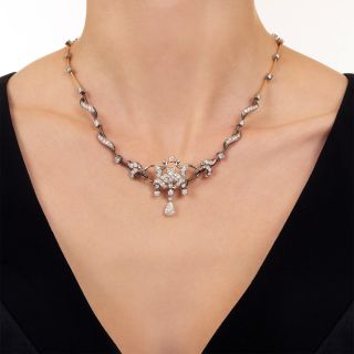 Victorian Revival Diamond Ribbon Necklace