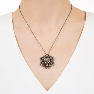Victorian Rose-Cut Diamond Flower Necklace