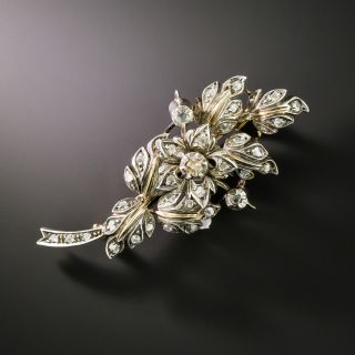 Victorian Rose-Cut Diamond Leaf Brooch - 3