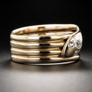 Victorian Rose Gold Diamond Snake Ring - Size 9.25