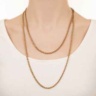 Victorian Rose Gold Novelty Chain Necklace - 48 Inches