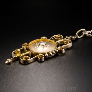 Victorian Rose Gold Pendant with Pearl