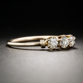 Victorian Rose Gold Three-Stone Diamond Ring