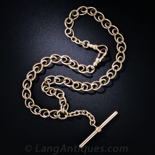 Victorian Rosy-Yellow Gold Watch Chain Necklace - 2