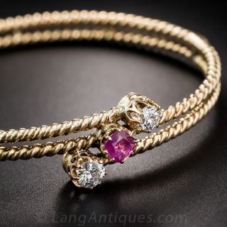 Victorian Ruby and Diamond Bangle Bracelet