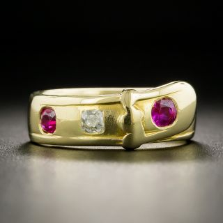 Victorian Ruby and Diamond Buckle Ring - 2