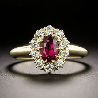 Victorian Ruby And Diamond Halo Ring - 2