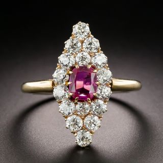 Victorian Ruby and Diamond Navette Ring - 3