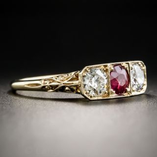 Victorian Ruby and Diamond Three-Stone Ring
