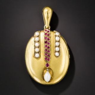 Victorian Ruby and Pearl Locket - 1