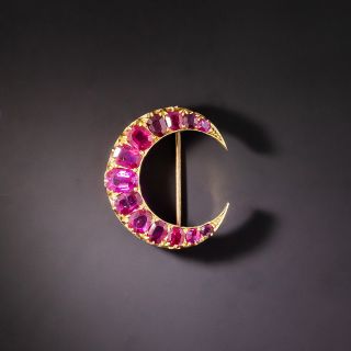 Victorian Ruby Crescent Pin - 1
