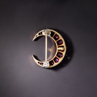 Victorian Ruby Crescent Pin